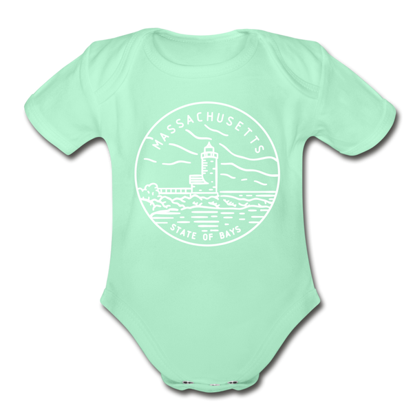 Massachusetts Baby Bodysuit - Organic State Design Massachusetts Baby Bodysuit - light mint