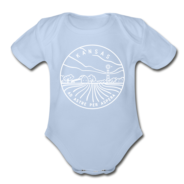 Kansas Baby Bodysuit - Organic State Design Kansas Baby Bodysuit - sky