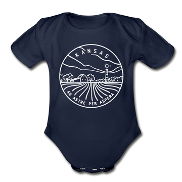 Kansas Baby Bodysuit - Organic State Design Kansas Baby Bodysuit - dark navy