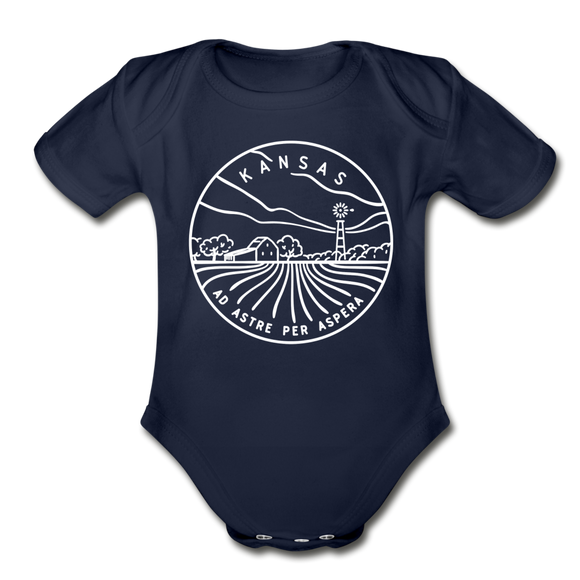 Kansas Baby Bodysuit - Organic State Design Kansas Baby Bodysuit - dark navy