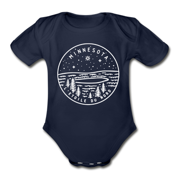 Minnesota Baby Bodysuit - Organic State Design Minnesota Baby Bodysuit - dark navy