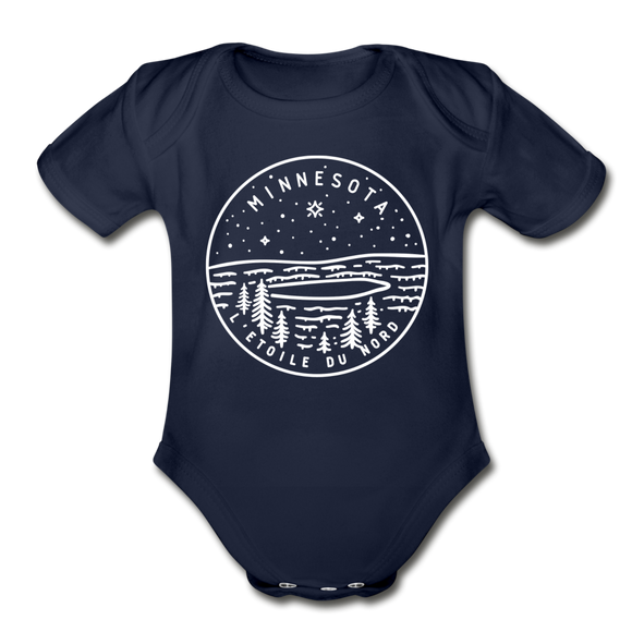 Minnesota Baby Bodysuit - Organic State Design Minnesota Baby Bodysuit - dark navy
