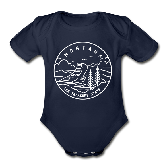 Montana Baby Bodysuit - Organic State Design Montana Baby Bodysuit - dark navy