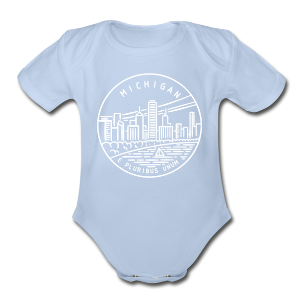 Michigan Baby Bodysuit - Organic State Design Michigan Baby Bodysuit - sky