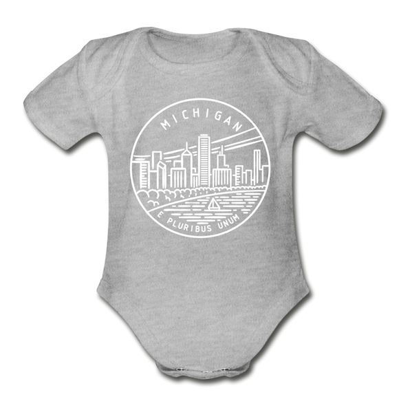 Michigan Baby Bodysuit - Organic State Design Michigan Baby Bodysuit - heather gray