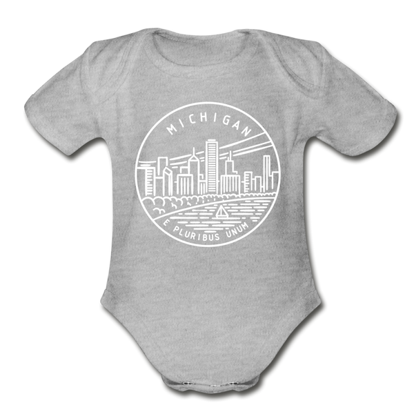 Michigan Baby Bodysuit - Organic State Design Michigan Baby Bodysuit - heather gray