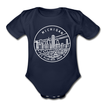 Michigan Baby Bodysuit - Organic State Design Michigan Baby Bodysuit - dark navy