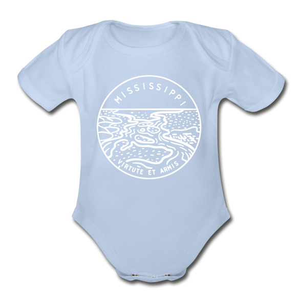 Mississippi Baby Bodysuit - Organic State Design Mississippi Baby Bodysuit - sky
