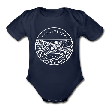 Mississippi Baby Bodysuit - Organic State Design Mississippi Baby Bodysuit - dark navy