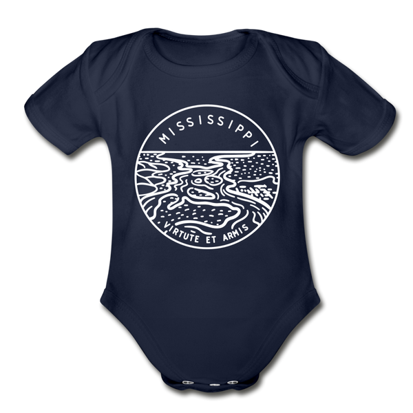 Mississippi Baby Bodysuit - Organic State Design Mississippi Baby Bodysuit - dark navy