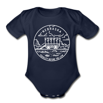 Nebraska Baby Bodysuit - Organic State Design Nebraska Baby Bodysuit - dark navy