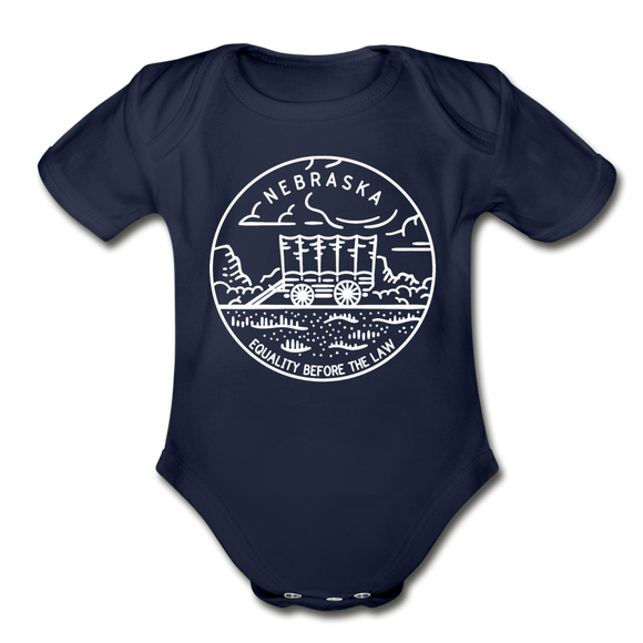 Nebraska Baby Bodysuit - Organic State Design Nebraska Baby Bodysuit - dark navy