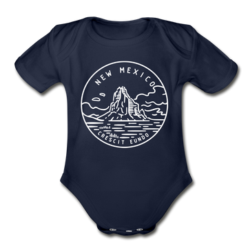 New Mexico Baby Bodysuit - Organic State Design New Mexico Baby Bodysuit - dark navy