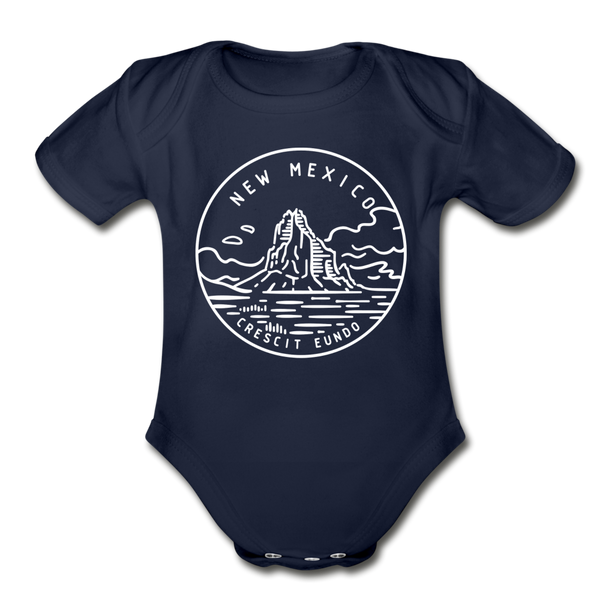 New Mexico Baby Bodysuit - Organic State Design New Mexico Baby Bodysuit - dark navy
