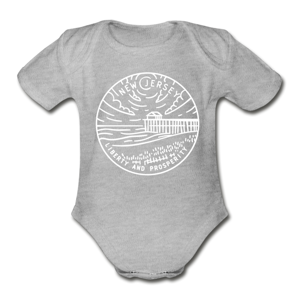 New Jersey Baby Bodysuit - Organic State Design New Jersey Baby Bodysuit - heather gray