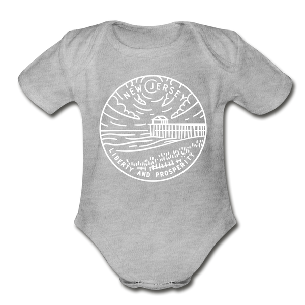 New Jersey Baby Bodysuit - Organic State Design New Jersey Baby Bodysuit - heather gray