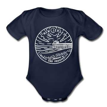 New Jersey Baby Bodysuit - Organic State Design New Jersey Baby Bodysuit - dark navy