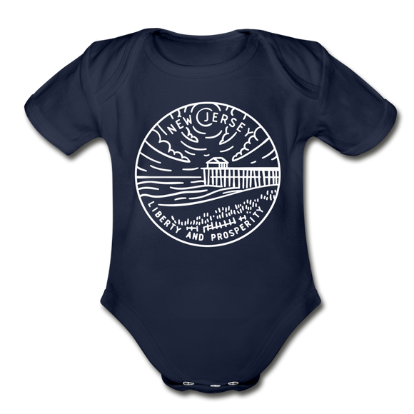 New Jersey Baby Bodysuit - Organic State Design New Jersey Baby Bodysuit - dark navy