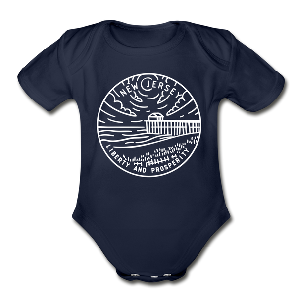 New Jersey Baby Bodysuit - Organic State Design New Jersey Baby Bodysuit - dark navy