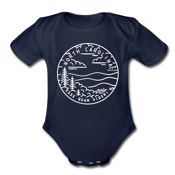 North Carolina Baby Bodysuit - Organic State Design North Carolina Baby Bodysuit - dark navy