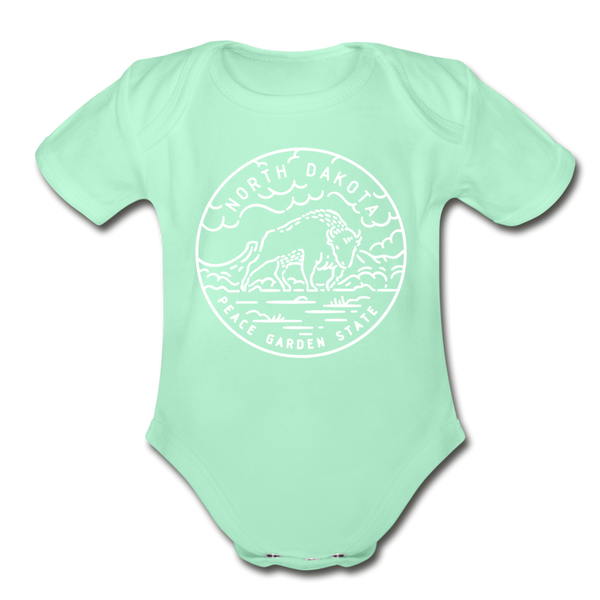 North Dakota Baby Bodysuit - Organic State Design North Dakota Baby Bodysuit - light mint