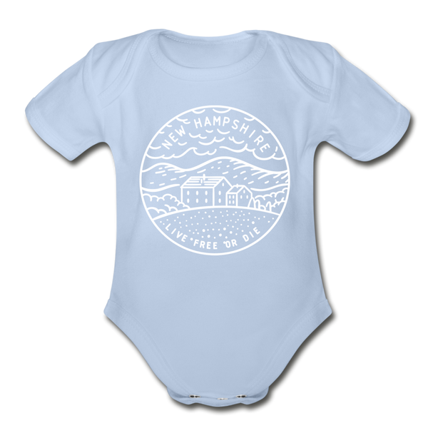 New Hampshire Baby Bodysuit - Organic State Design New Hampshire Baby Bodysuit - sky