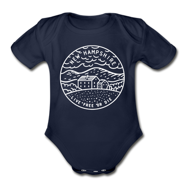 New Hampshire Baby Bodysuit - Organic State Design New Hampshire Baby Bodysuit - dark navy