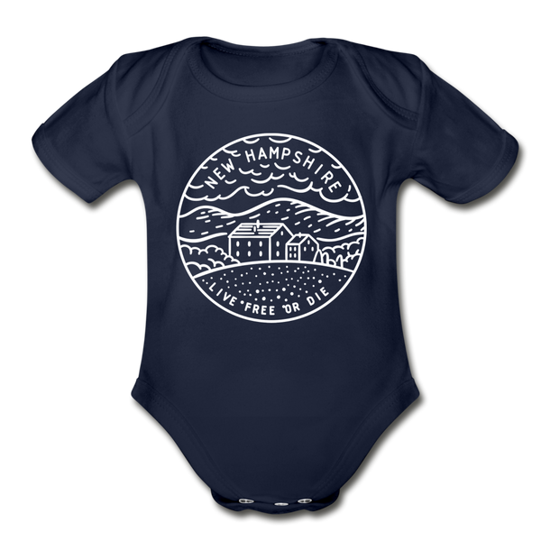 New Hampshire Baby Bodysuit - Organic State Design New Hampshire Baby Bodysuit - dark navy