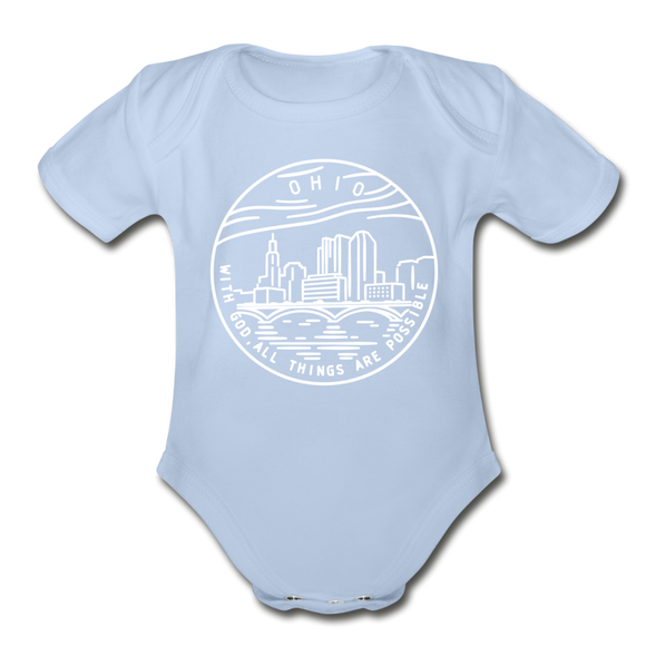 Ohio Baby Bodysuit - Organic State Design Ohio Baby Bodysuit - sky