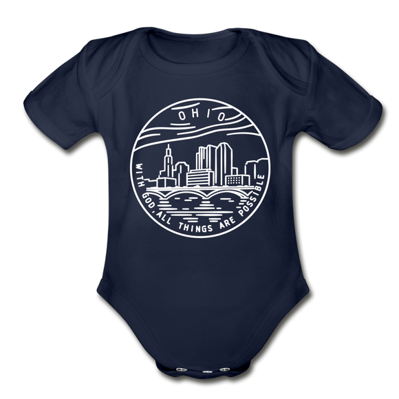 Ohio Baby Bodysuit - Organic State Design Ohio Baby Bodysuit - dark navy