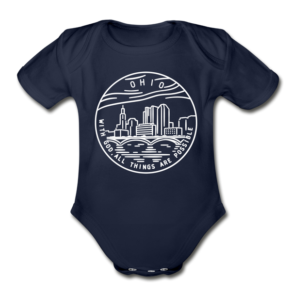 Ohio Baby Bodysuit - Organic State Design Ohio Baby Bodysuit - dark navy
