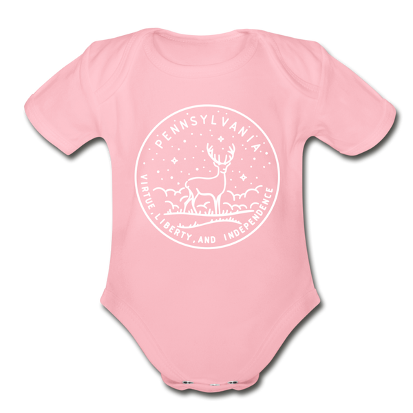 Pennsylvania Baby Bodysuit - Organic State Design Pennsylvania Baby Bodysuit - light pink