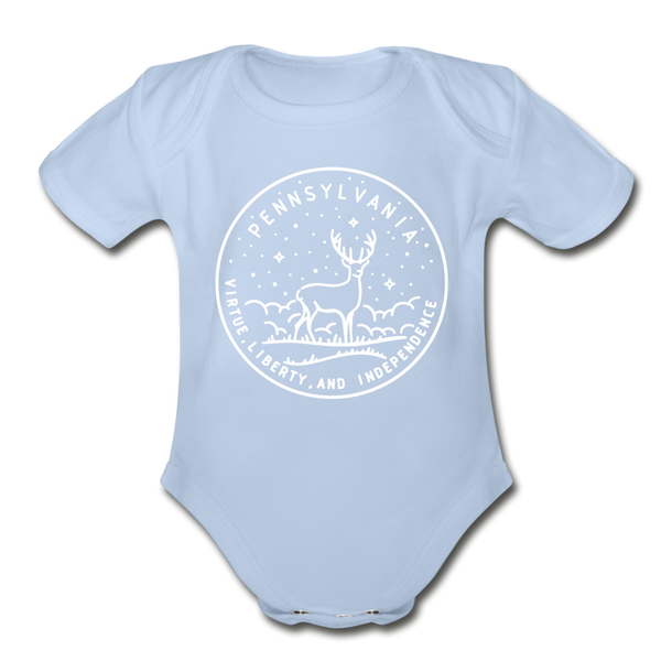 Pennsylvania Baby Bodysuit - Organic State Design Pennsylvania Baby Bodysuit - sky