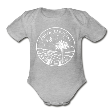 South Carolina Baby Bodysuit - Organic State Design South Carolina Baby Bodysuit - heather gray