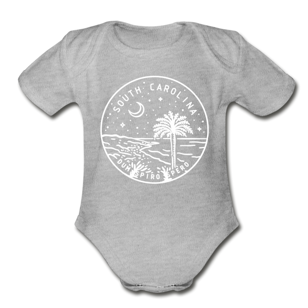 South Carolina Baby Bodysuit - Organic State Design South Carolina Baby Bodysuit - heather gray