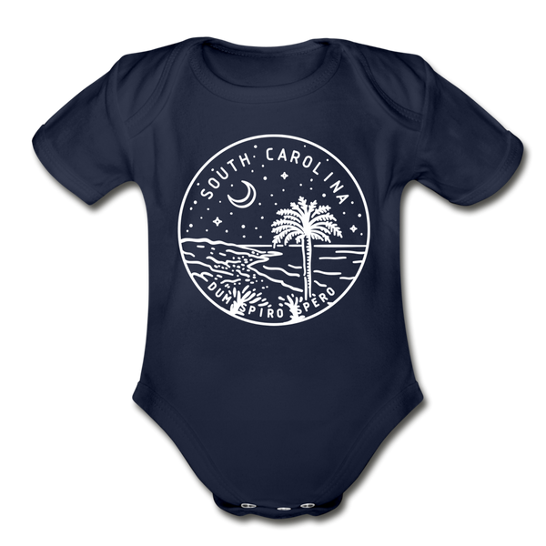 South Carolina Baby Bodysuit - Organic State Design South Carolina Baby Bodysuit - dark navy