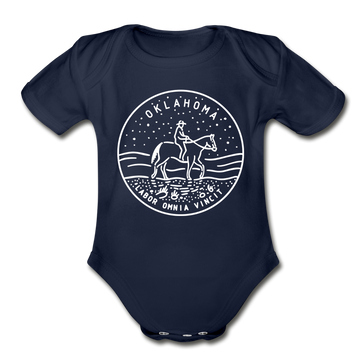 Oklahoma Baby Bodysuit - Organic State Design Oklahoma Baby Bodysuit - dark navy
