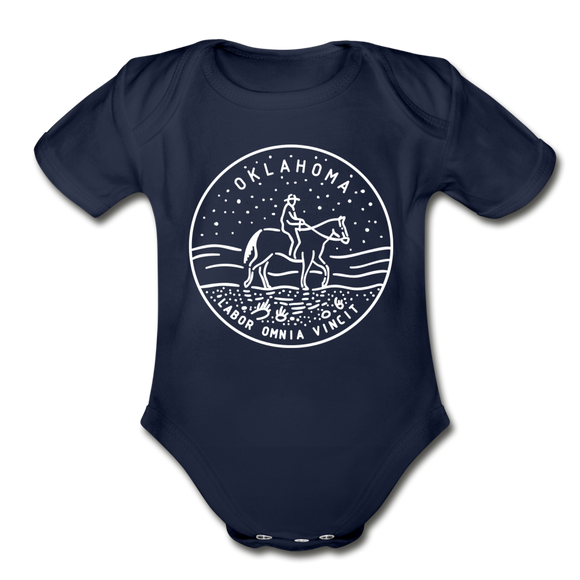 Oklahoma Baby Bodysuit - Organic State Design Oklahoma Baby Bodysuit - dark navy