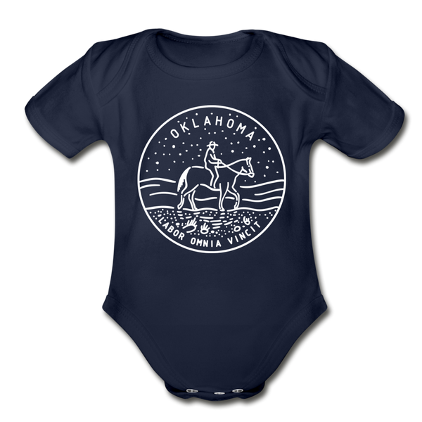 Oklahoma Baby Bodysuit - Organic State Design Oklahoma Baby Bodysuit - dark navy