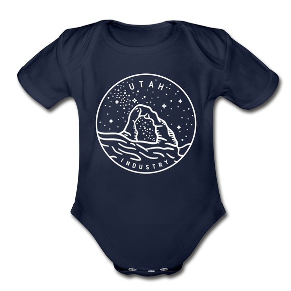 Utah Baby Bodysuit - Organic State Design Utah Baby Bodysuit - dark navy