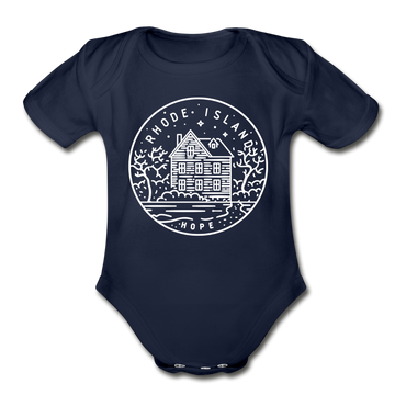 Rhode Island Baby Bodysuit - Organic State Design Rhode Island Baby Bodysuit - dark navy