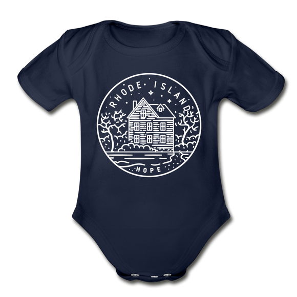 Rhode Island Baby Bodysuit - Organic State Design Rhode Island Baby Bodysuit - dark navy