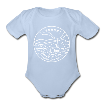 Vermont Baby Bodysuit - Organic State Design Vermont Baby Bodysuit - sky