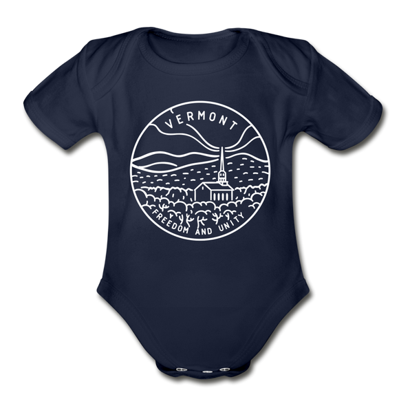 Vermont Baby Bodysuit - Organic State Design Vermont Baby Bodysuit - dark navy