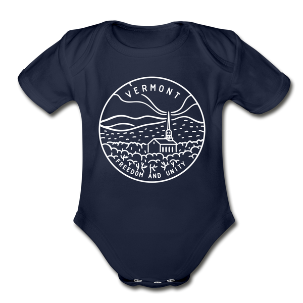 Vermont Baby Bodysuit - Organic State Design Vermont Baby Bodysuit - dark navy