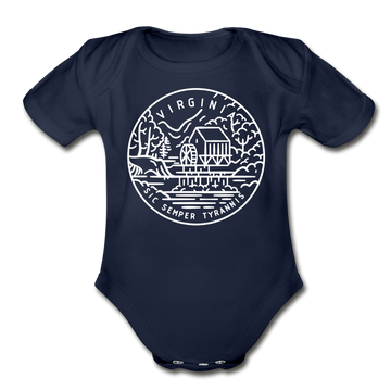 Virginia Baby Bodysuit - Organic State Design Virginia Baby Bodysuit - dark navy