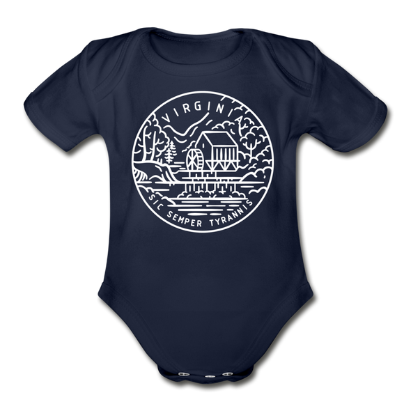 Virginia Baby Bodysuit - Organic State Design Virginia Baby Bodysuit - dark navy