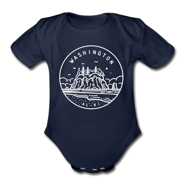 Washington Baby Bodysuit - Organic State Design Washington Baby Bodysuit - dark navy