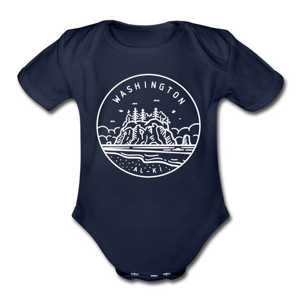Washington Baby Bodysuit - Organic State Design Washington Baby Bodysuit - dark navy