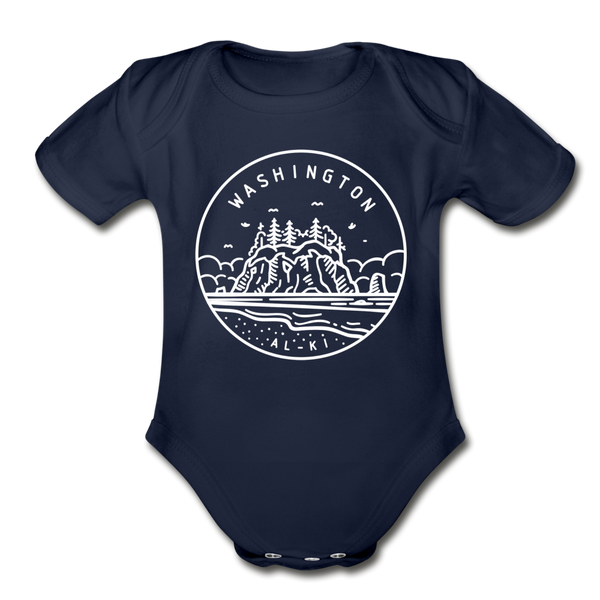Washington Baby Bodysuit - Organic State Design Washington Baby Bodysuit - dark navy